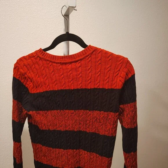 Karen Scott Women's Red & Black Striped Sweater Size Medium Cotton - Picture 8 of 10